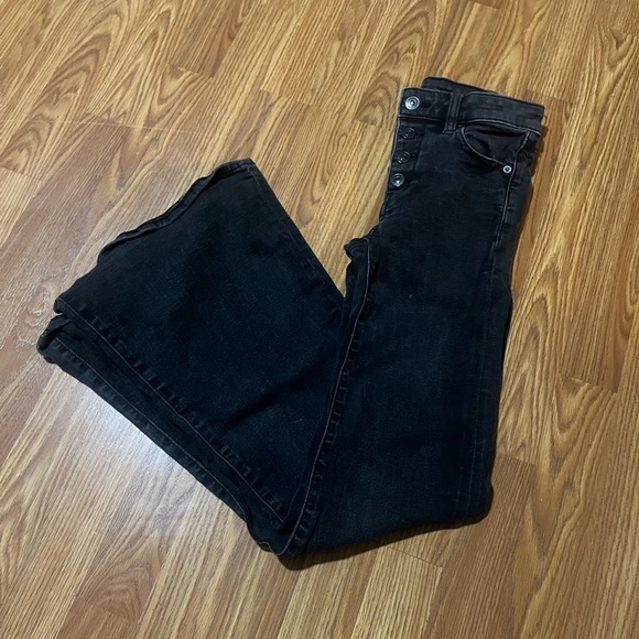 American Eagle Black Button Fly Flare Jeans - Picture 1 of 4